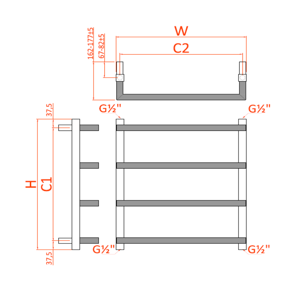 Glora Mild Steel Towel Rail - Chrome