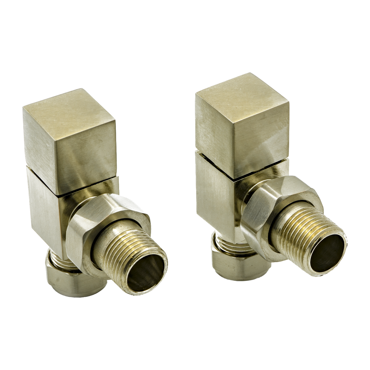 Loge Angled Radiator Valves - Brushed