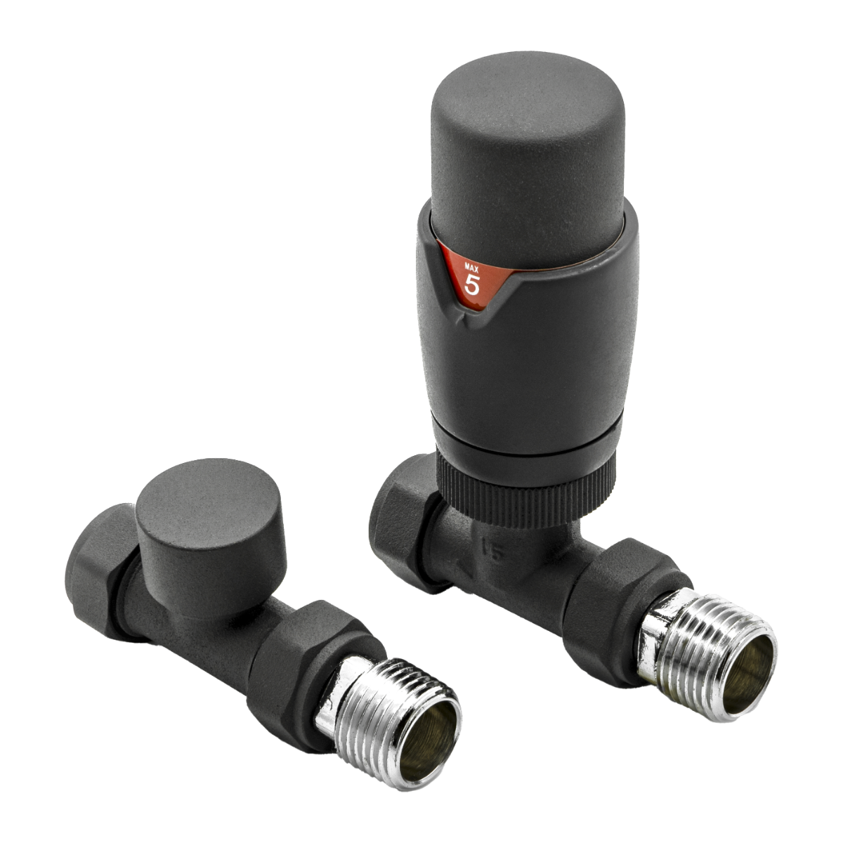 Modal TRV Straight Radiator Valves - Anthracite