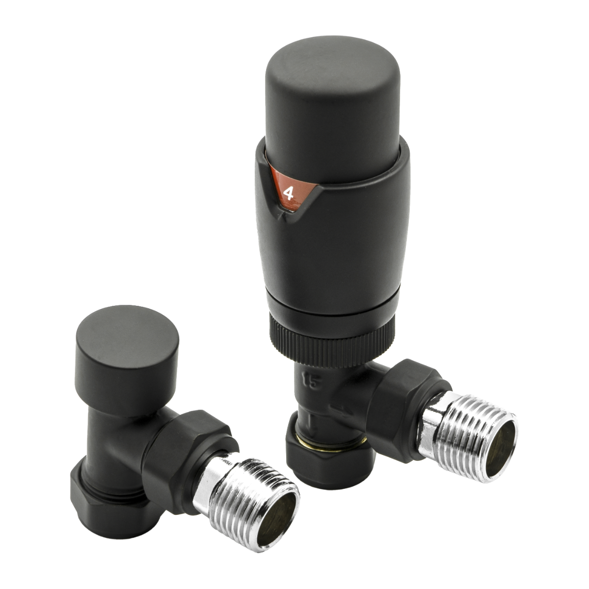 Modal TRV Angled Radiator Valves - Black