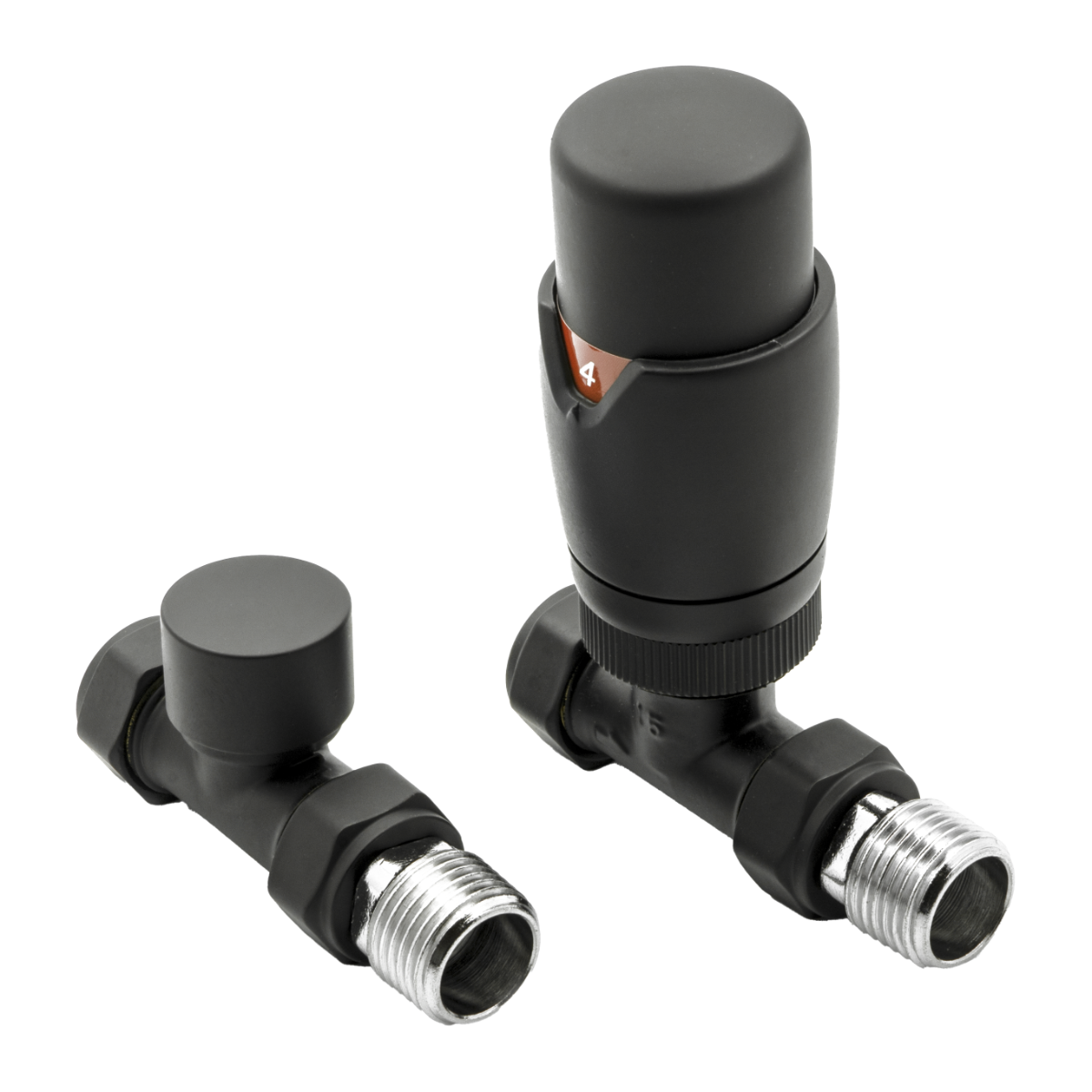 Modal TRV Straight Radiator Valves - Black