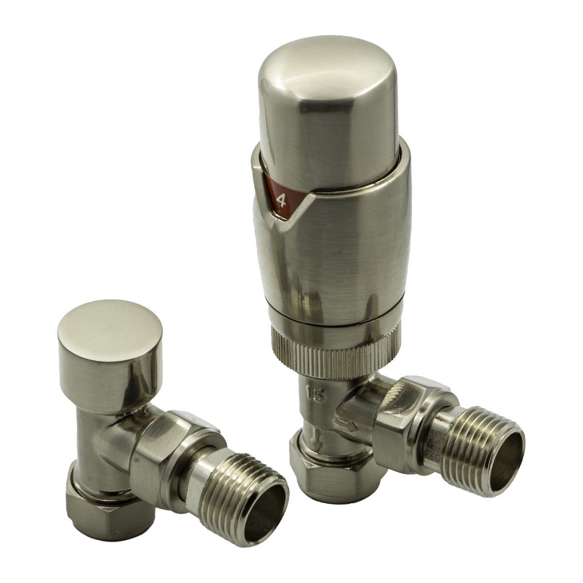 Modal TRV Angled Radiator Valves - Brushed