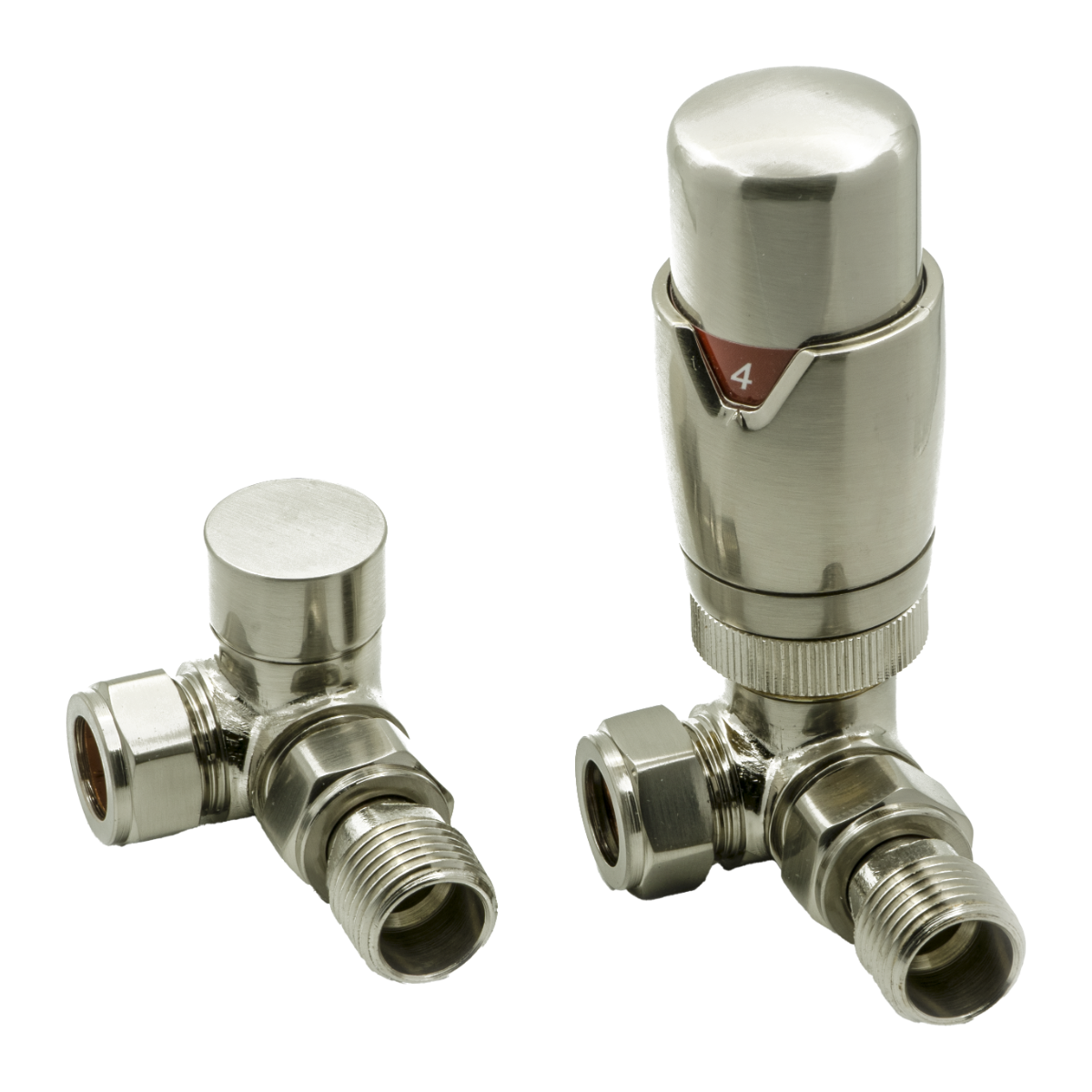 Modal TRV Corner Radiator Valves - Brushed
