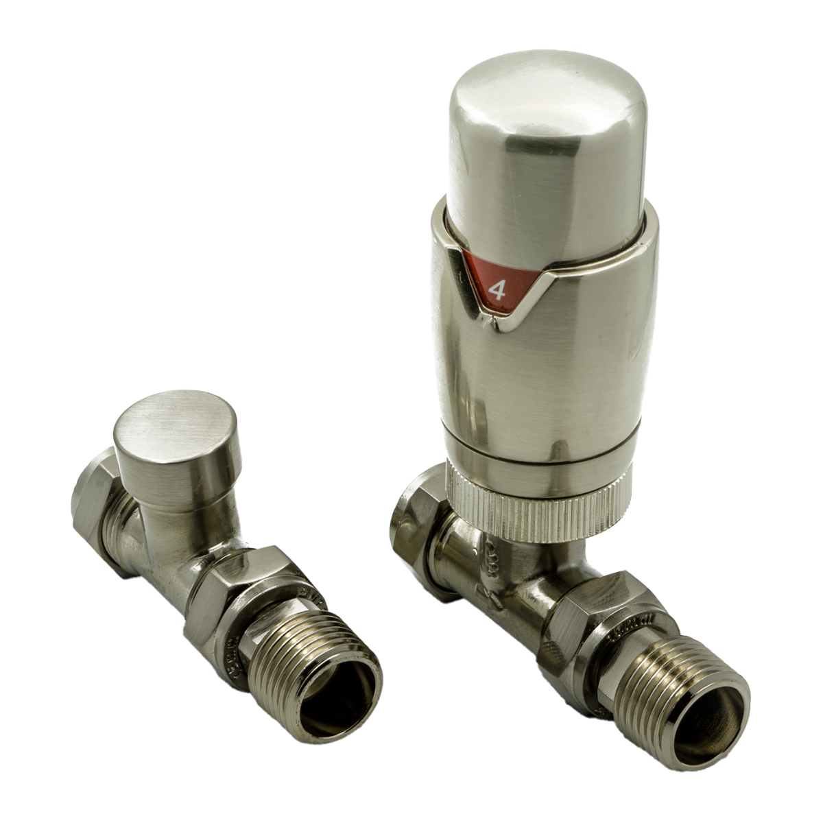 Modal TRV Straight Radiator Valves - Brushed