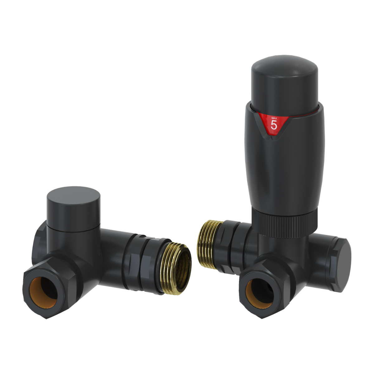 Modal TRV Dual Fuel Corner Radiator Valves - Black