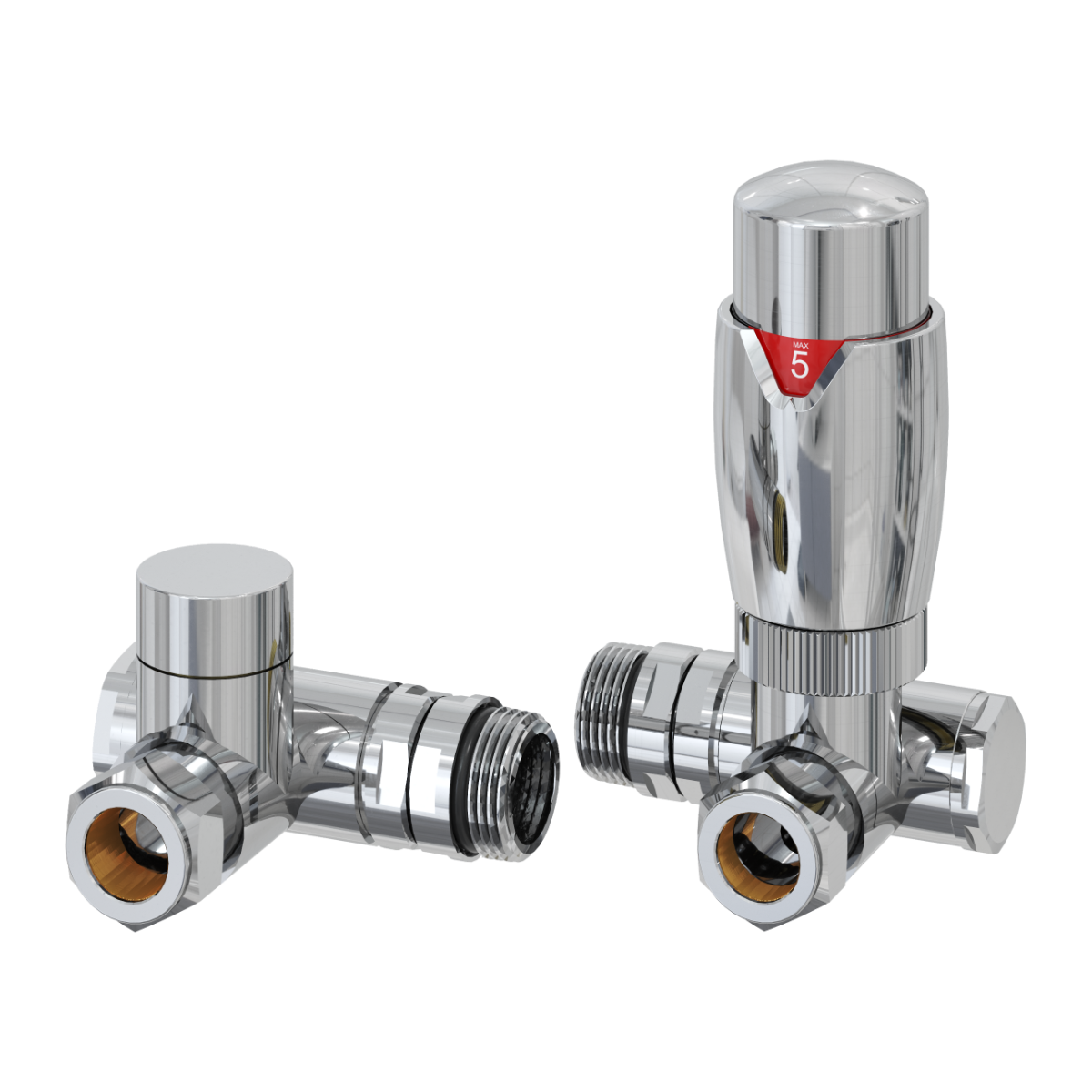 Modal TRV Dual Fuel Corner Radiator Valves - Chrome