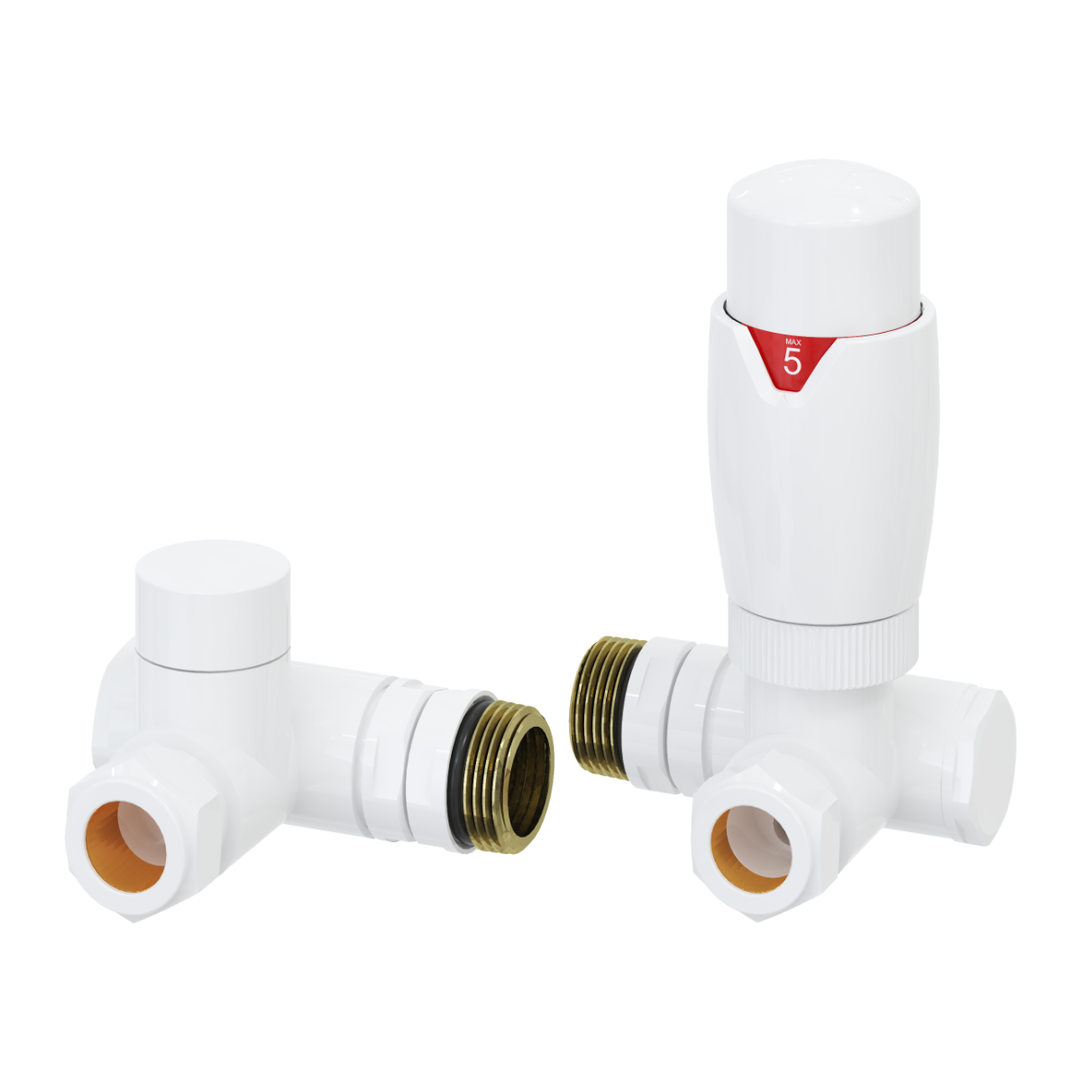 Modal TRV Dual Fuel Corner Radiator Valves - White