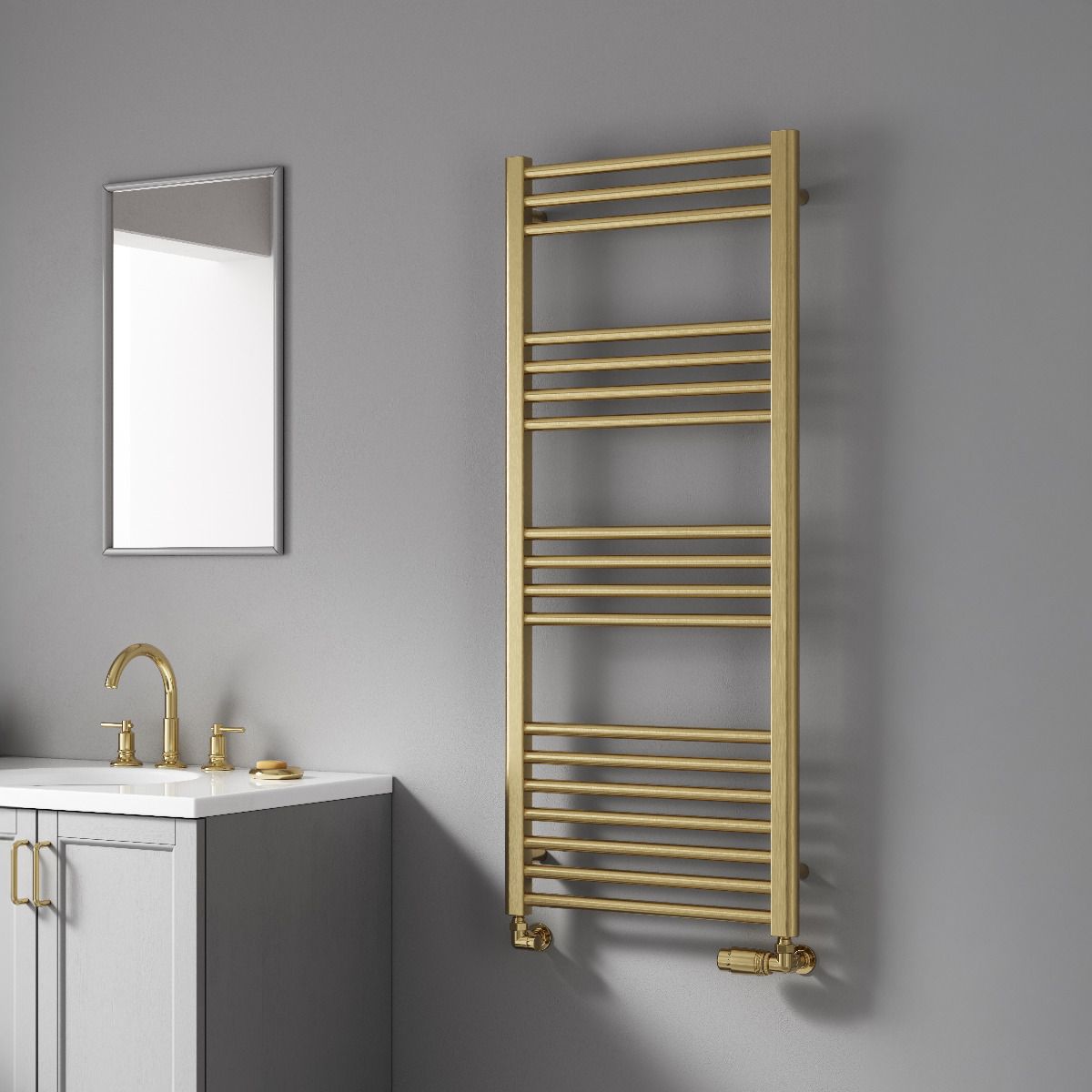 Ottone Brushed Brass Mild Steel Towel Rail