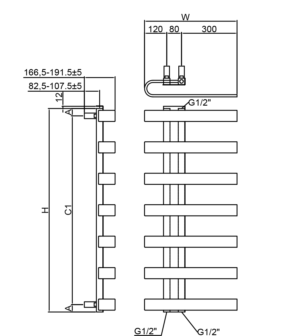 Panaro Mild Steel Towel Rail