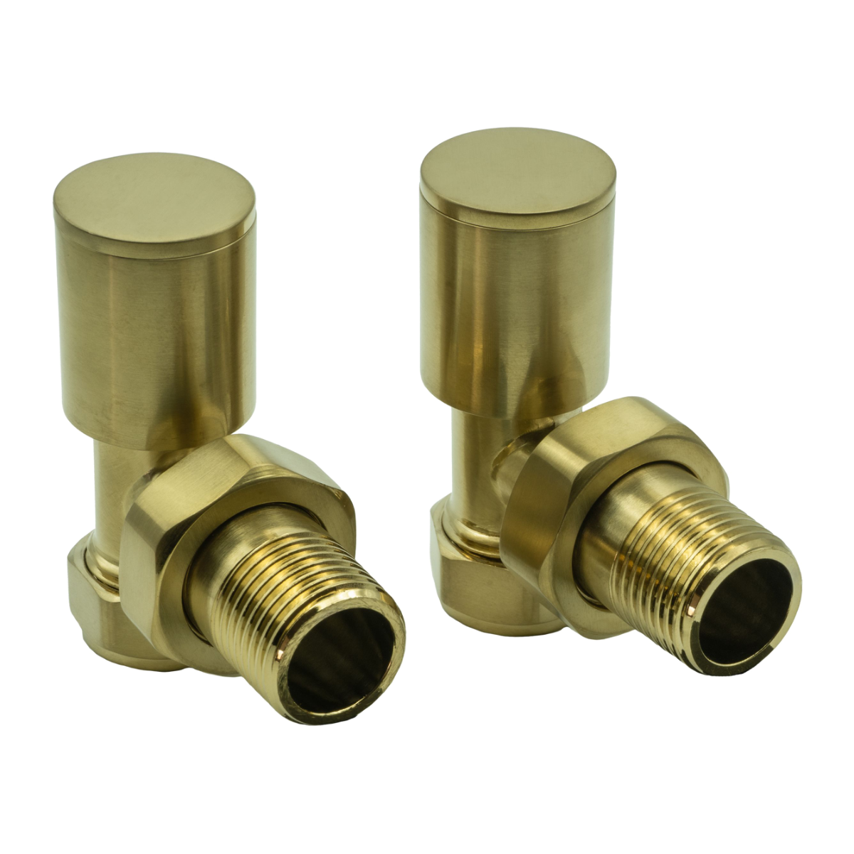Portland Angled Radiator Valves - Brushed Brass