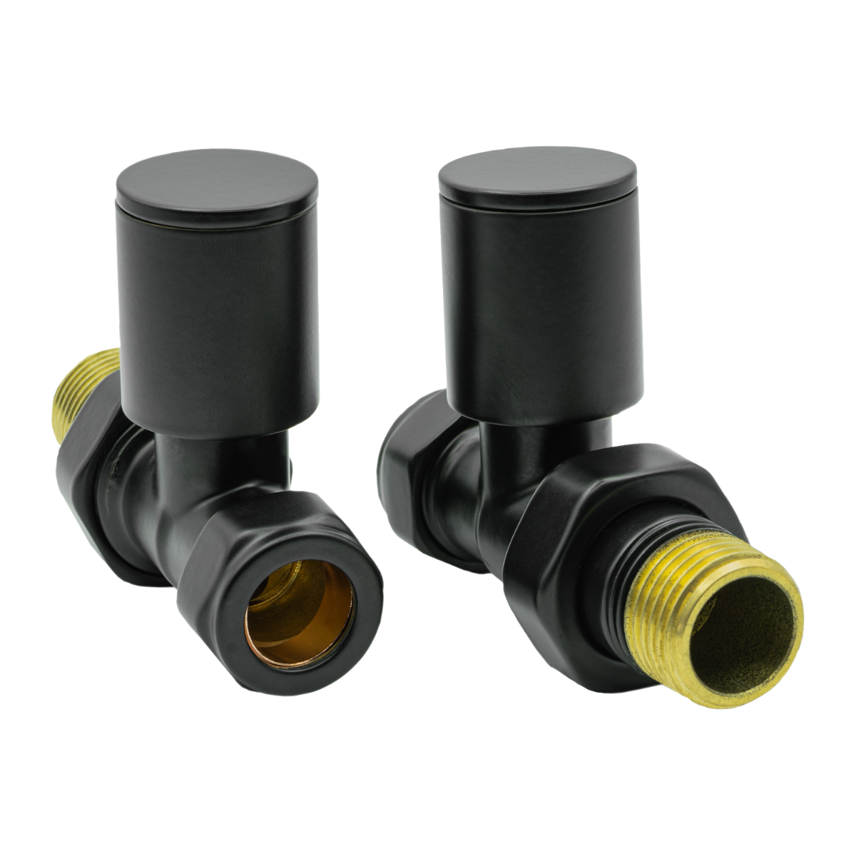 Portland Straight Radiator Valves - Black