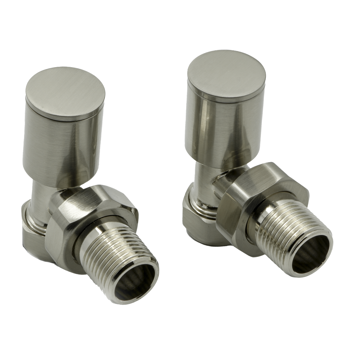 Portland Angled Radiator Valves - Brushed