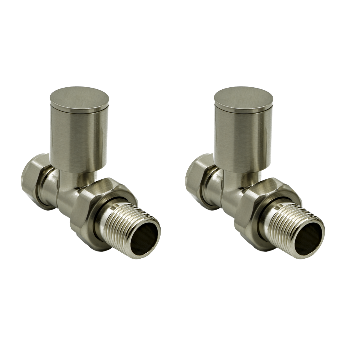 Portland Straight Radiator Valves - Brushed