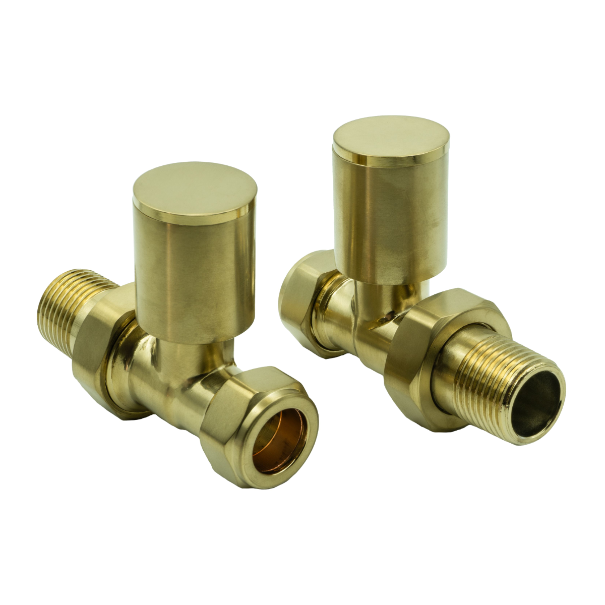 Portland Straight Radiator Valves - Brushed Brass