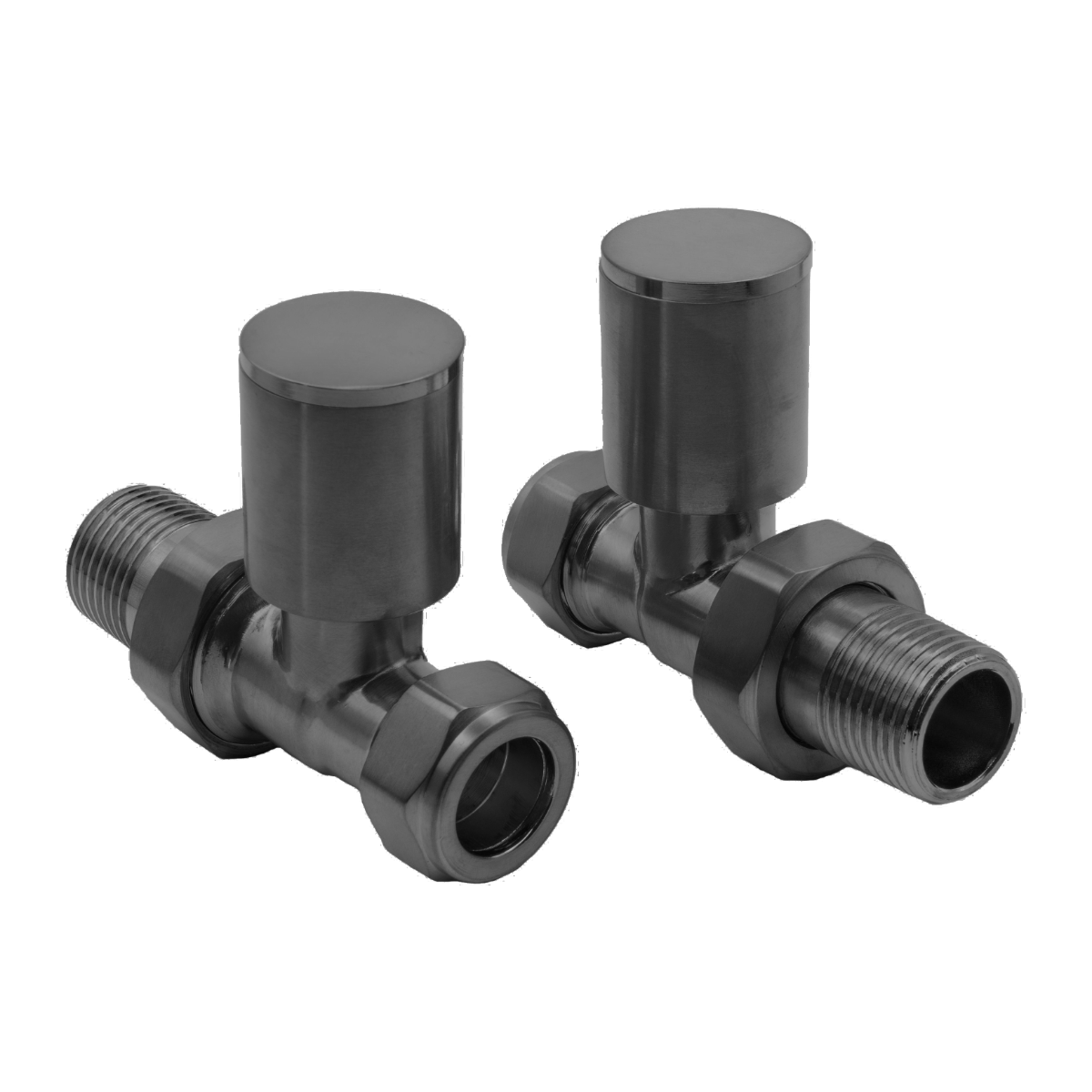 Portland Straight Radiator Valves - Gun Metal