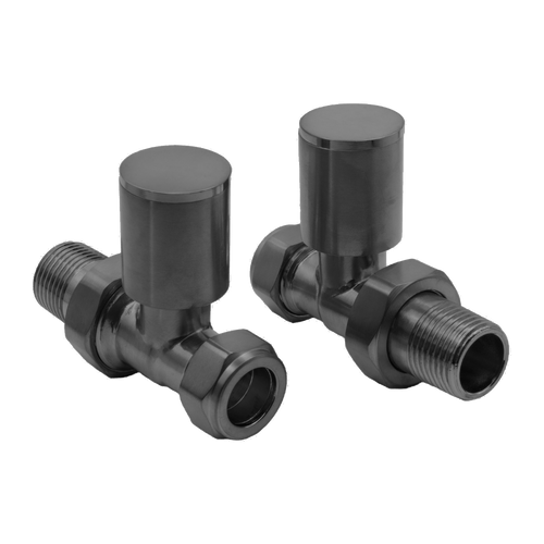 Portland Straight Radiator Valves - Gun Metal