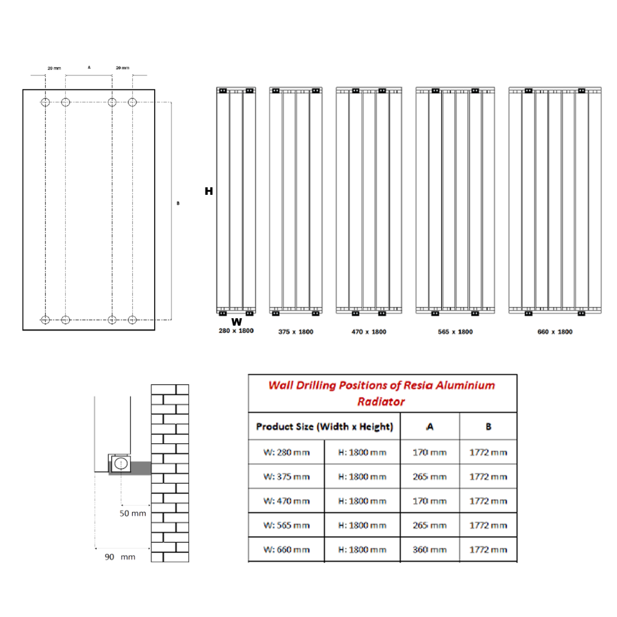 Resia Vertical Aluminium Radiator