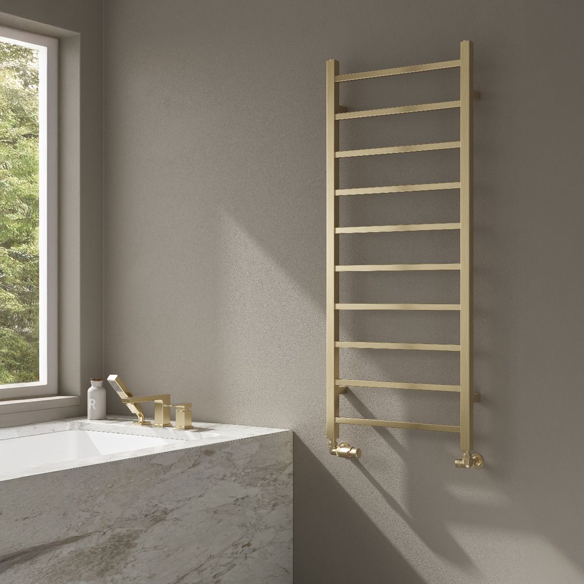 Serena Mild Steel Towel Rail - Brushed Brass