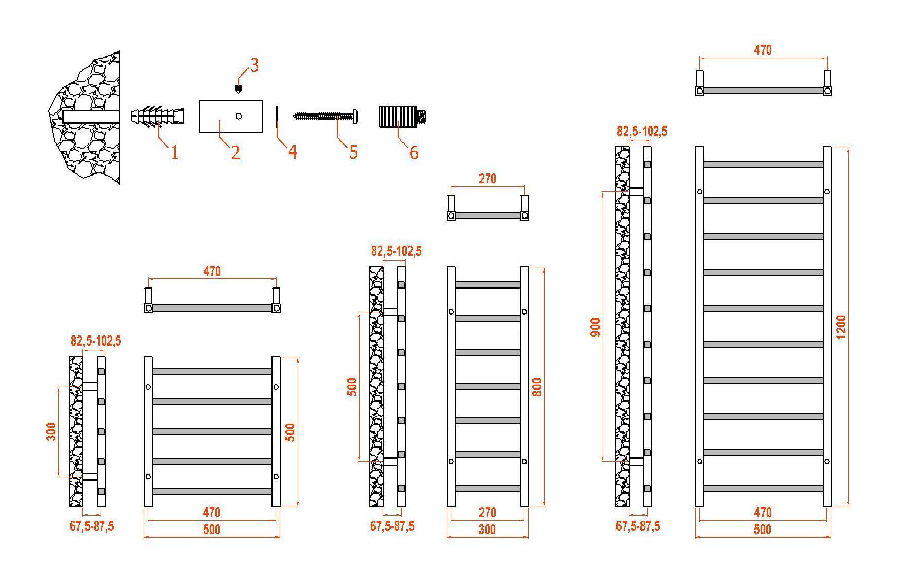Serena Mild Steel Towel Rail - Brushed Brass
