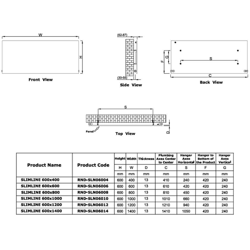 Slimline Horizontal Mild Steel Radiator