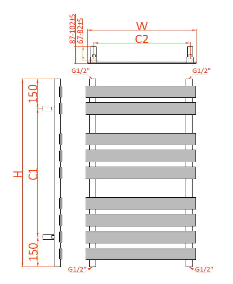Trento Mild Steel Towel Rail