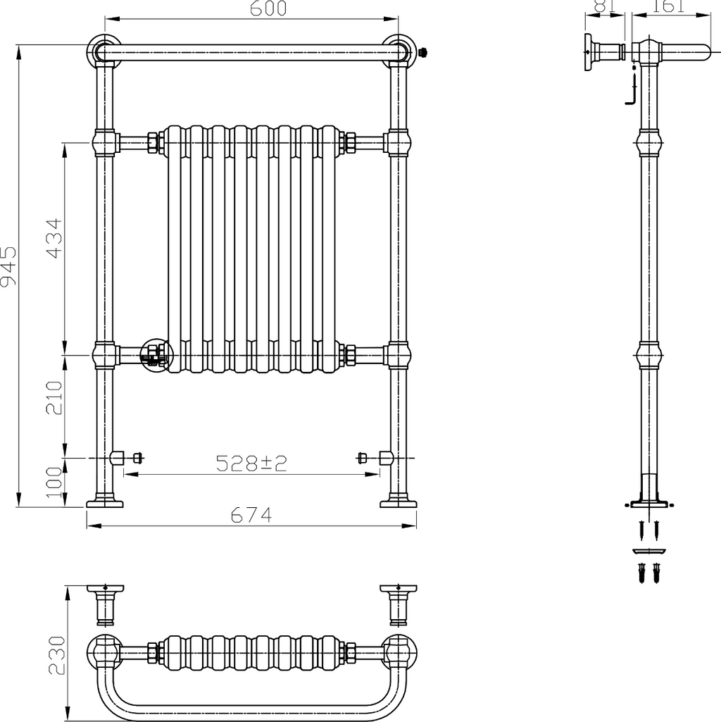 Victoria Mild Steel Towel Rail