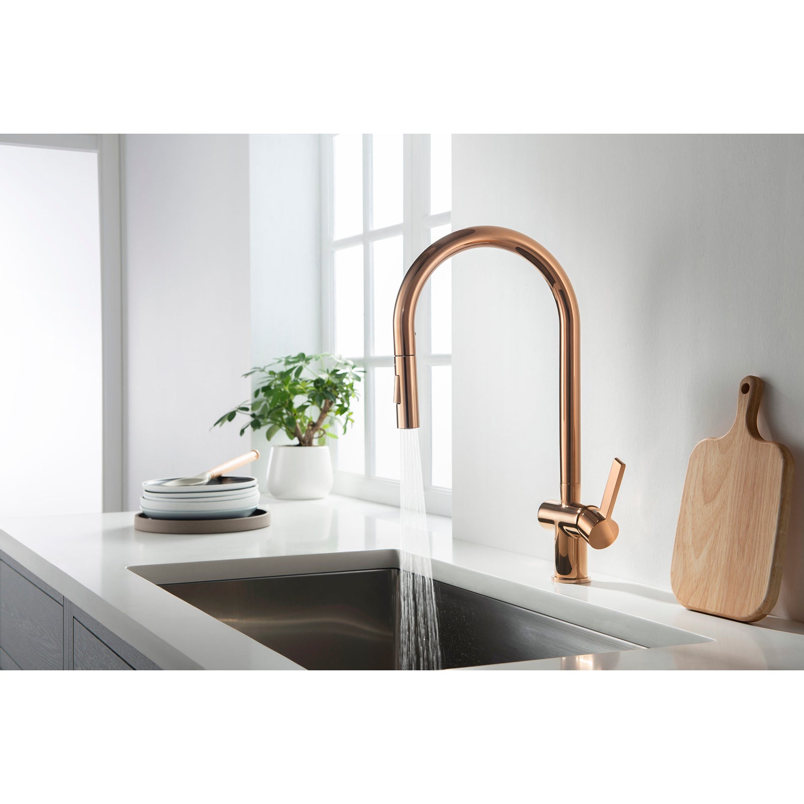 Vos Rose Gold Single Lever Kitchen Sink Mixer with Pull Out