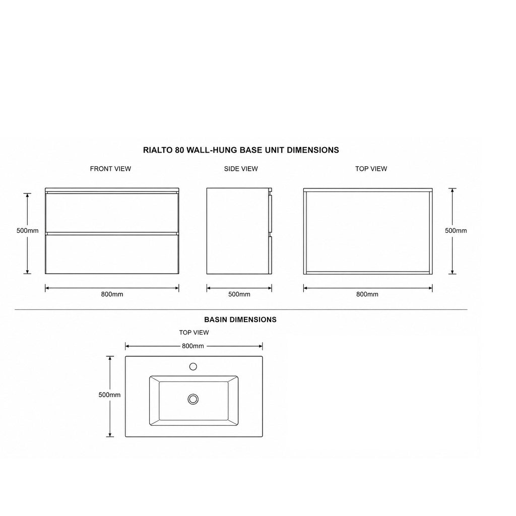 Rialto 80 2-Drawer Wall-Hung Vanity Unit