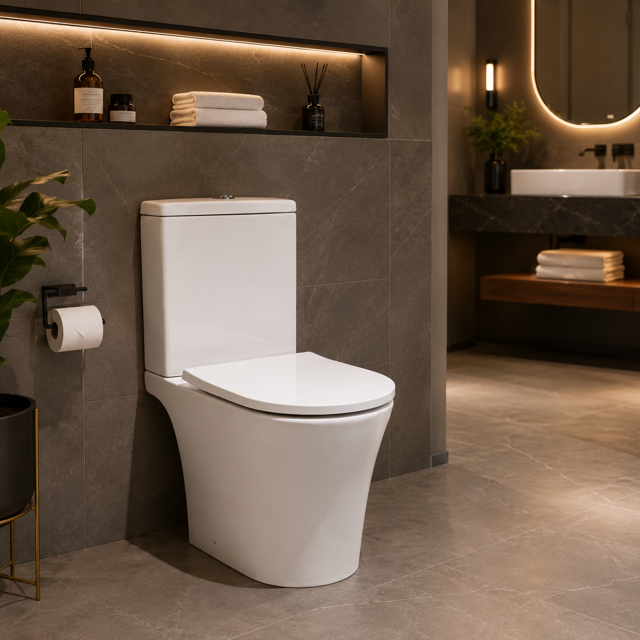 Rimini Rimless Close Coupled Pan and Soft Close Seat