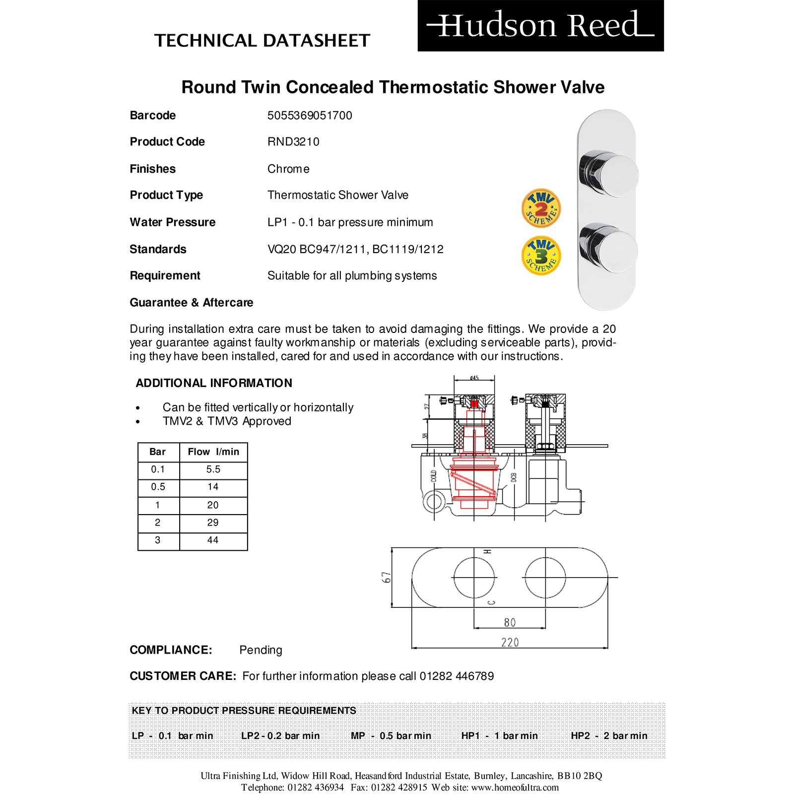 Hudson Reed Indus Twin Thermostatic Shower