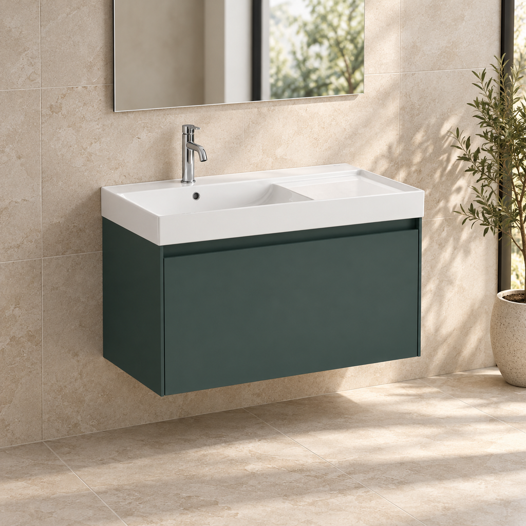 Roca Ona 800mm Wall-Hung Vanity Unit with One Drawer & Basin – Left or Right Hand
