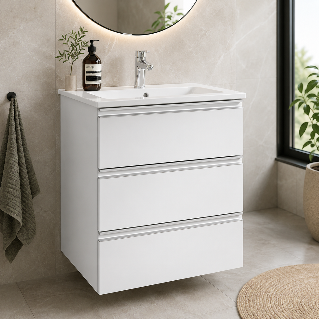 Roca The Gap 550mm Wall-Hung 3 Drawer Vanity Unit with Basin & Waste