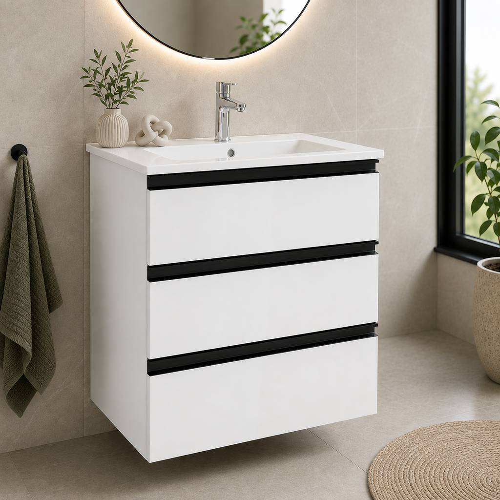 Roca The Gap 550mm Wall-Hung 3 Drawer Vanity Unit with Basin & Waste