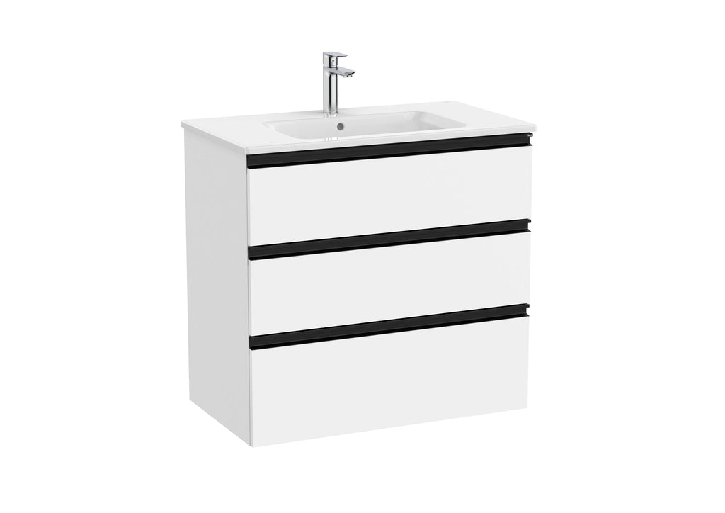 Roca The Gap 800mm Wall-Hung 3 Drawer Vanity Unit with Basin & Waste