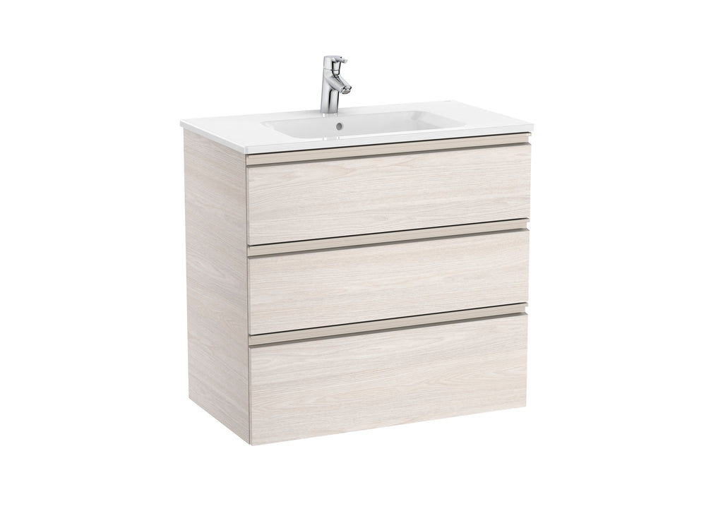 Roca The Gap 800mm Wall-Hung 3 Drawer Vanity Unit with Basin & Waste