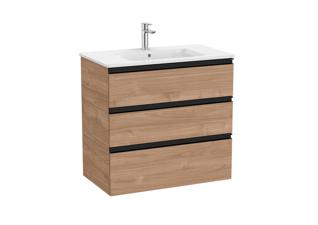 Roca The Gap 800mm Wall-Hung 3 Drawer Vanity Unit with Basin & Waste