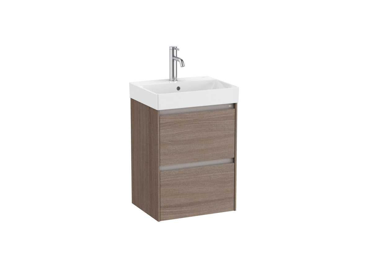 Roca Ona 450mm Compact Wall-Hung Vanity Unit with Two Drawers & Basin