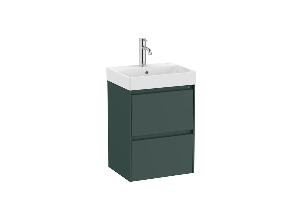 Roca Ona 450mm Compact Wall-Hung Vanity Unit with Two Drawers & Basin