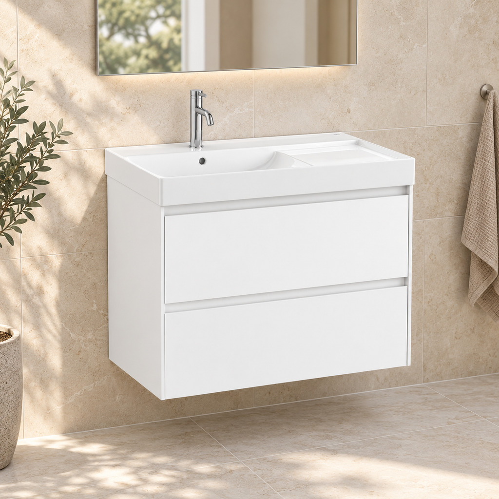 Roca Ona Unik 800mm Two Drawer Vanity Unit & Basin – Left or Right Hand