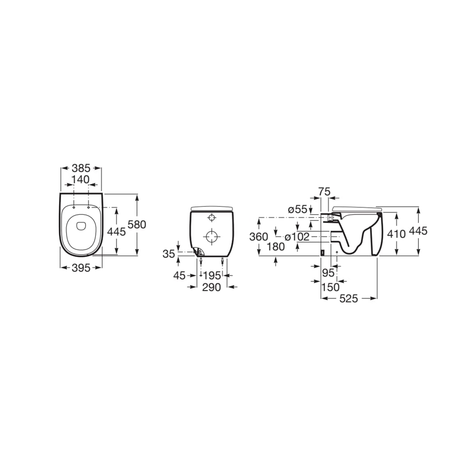 Roca Beyond Rimless Back to Wall Pan