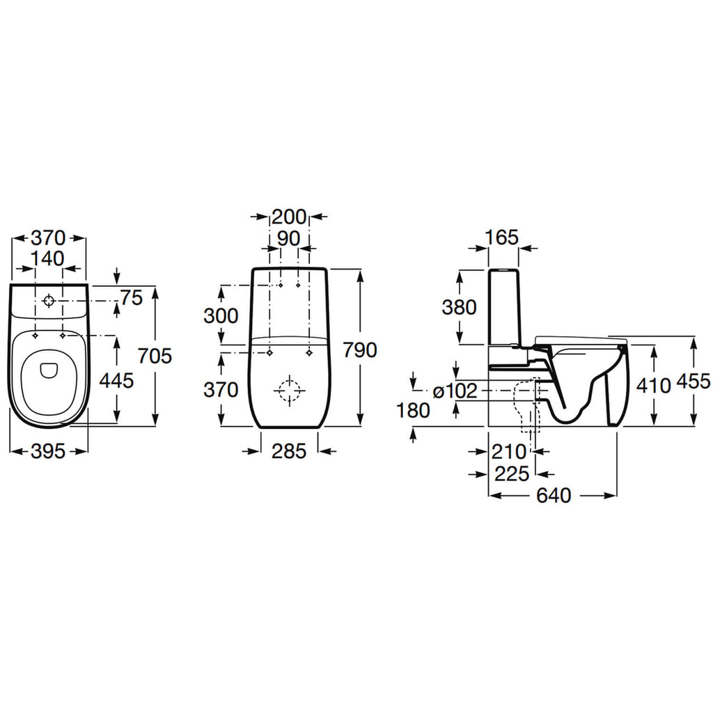 Roca Beyond Rimless Close Coupled Moulded Back to Wall Pan