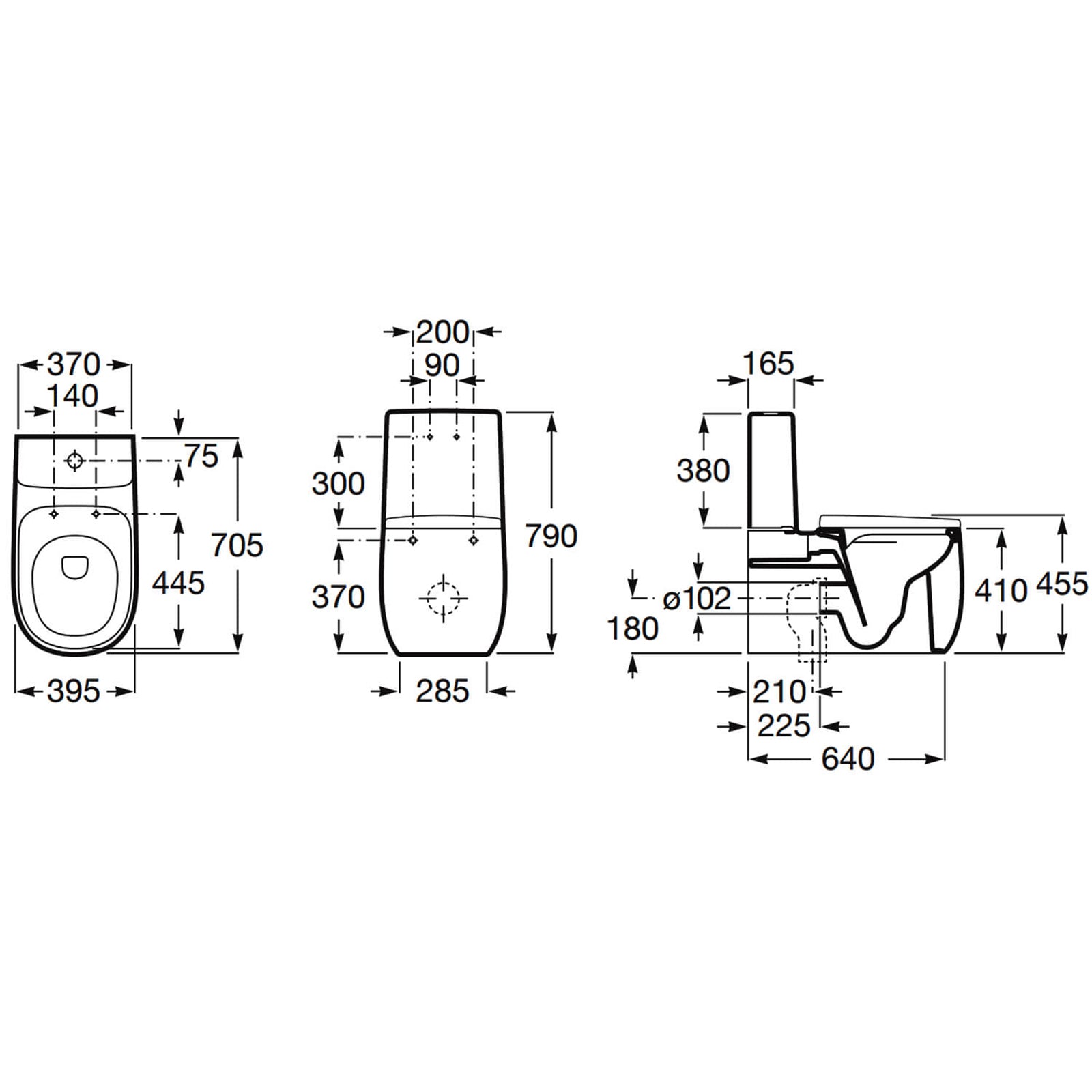 Roca Beyond Rimless Close Coupled Moulded Back to Wall Pan