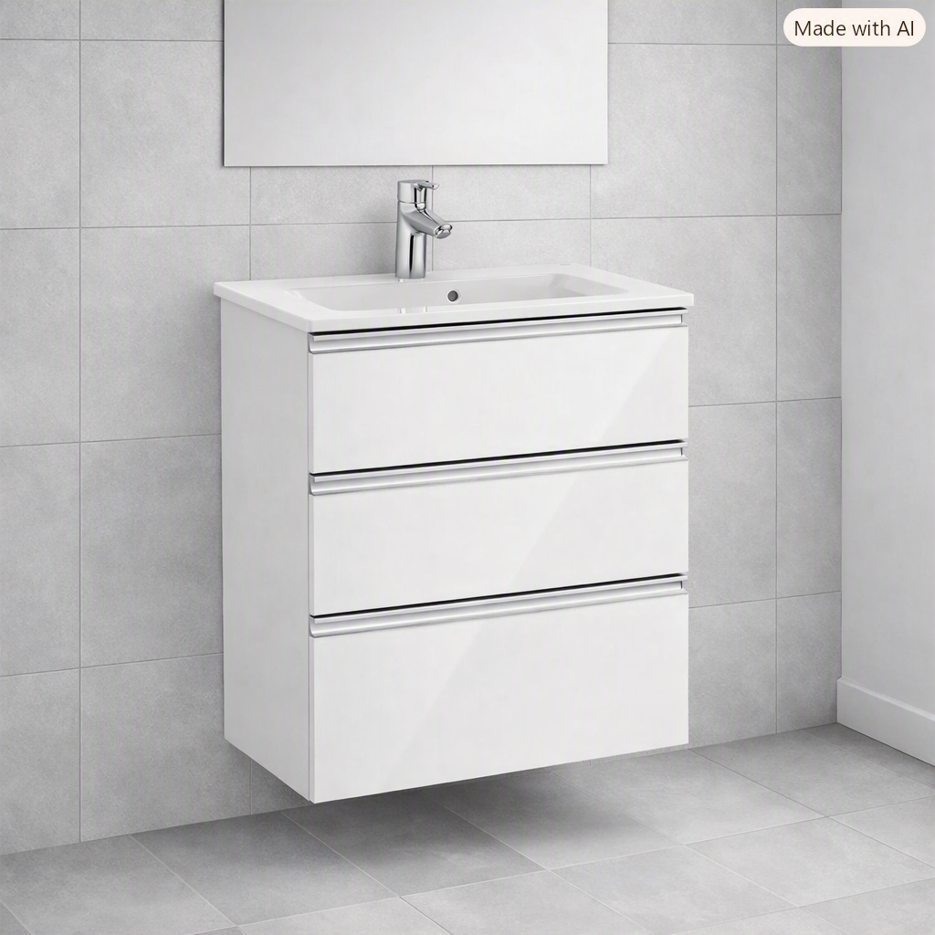 Roca The Gap Compact 600mm 3 Drawer Wall-Hung Vanity Unit with Basin