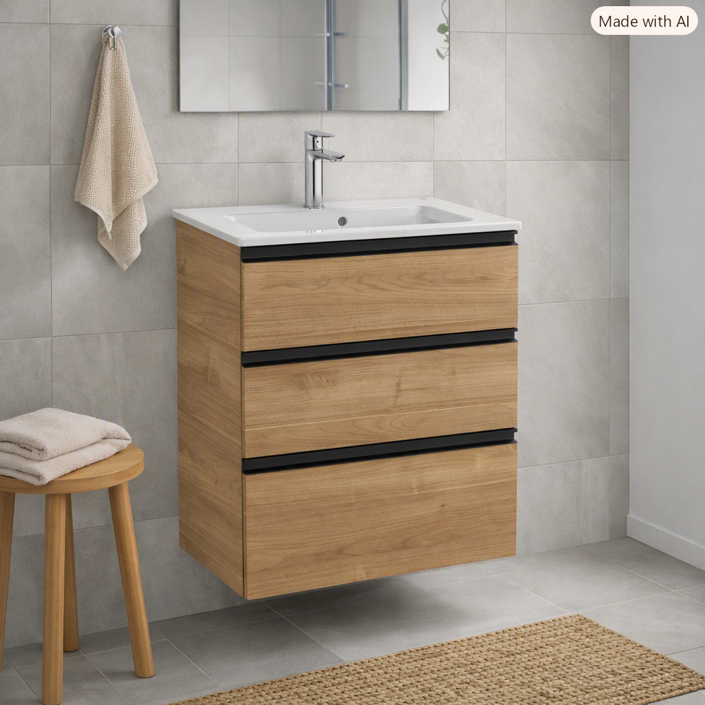 Roca The Gap Compact 600mm 3 Drawer Wall-Hung Vanity Unit with Basin
