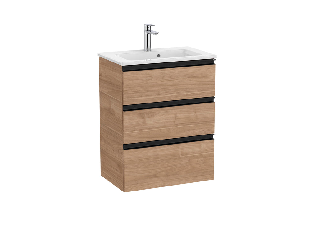 Roca The Gap Compact 600mm 3 Drawer Wall-Hung Vanity Unit with Basin