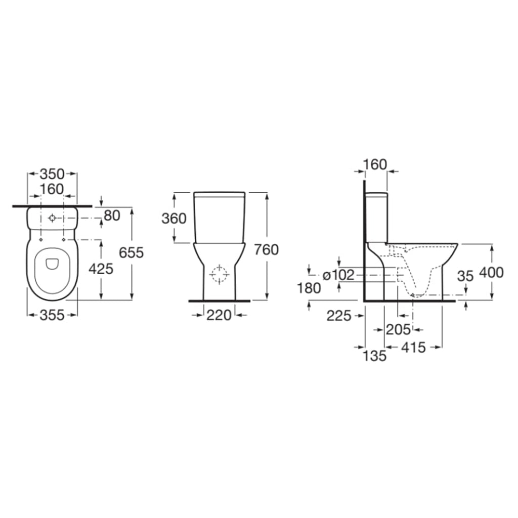 Roca Debba Round Rimless Close Coupled Pan