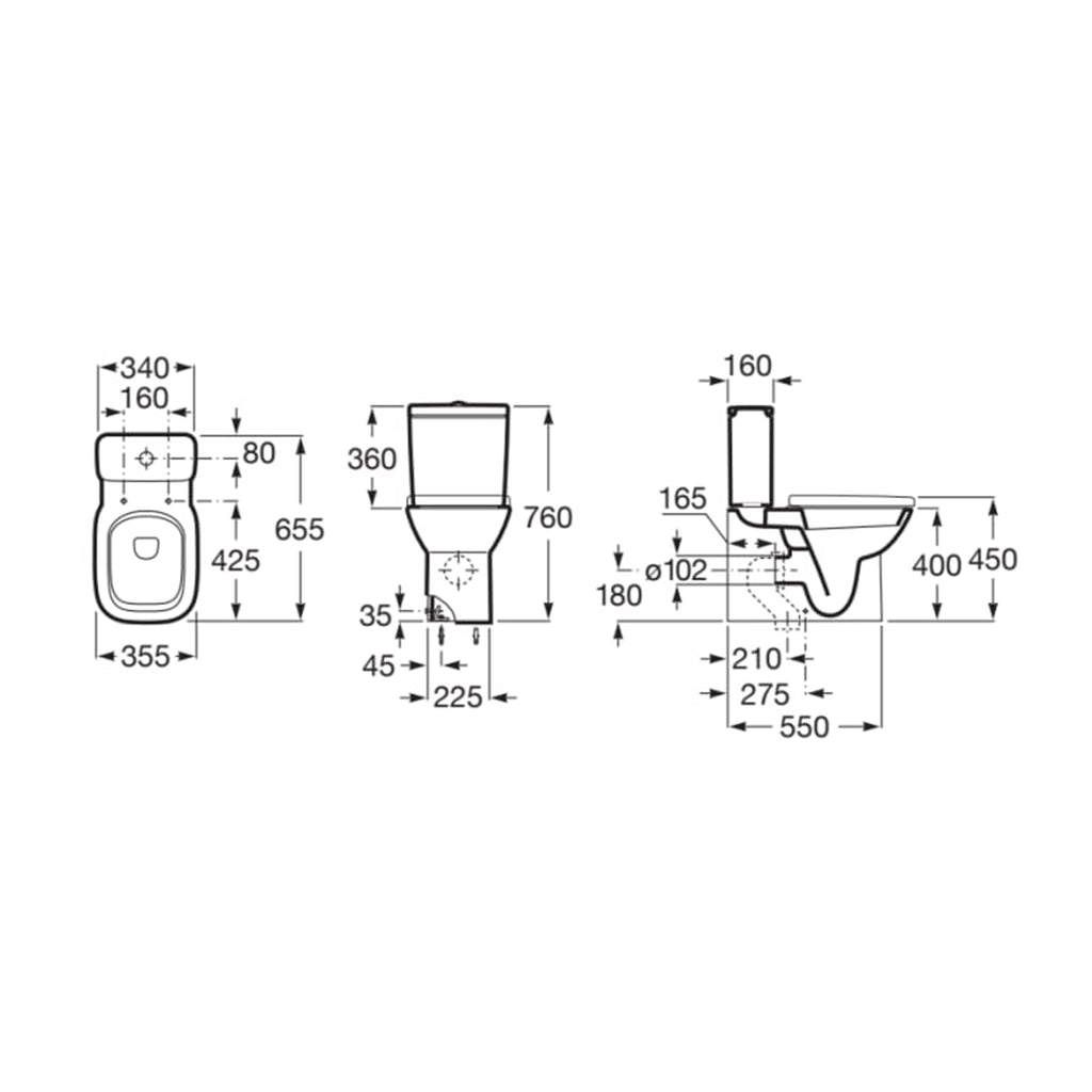 Roca Debba Square Close Coupled Pan