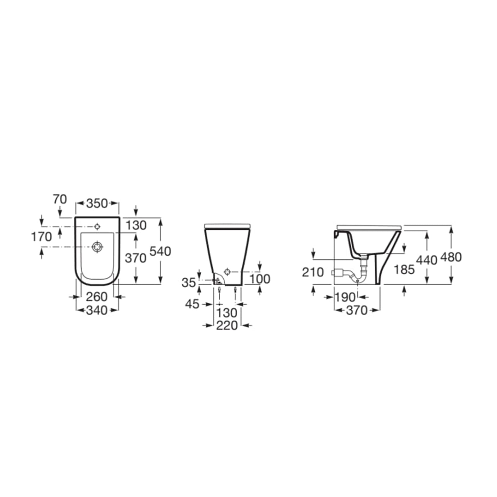 Roca The Gap Square Floor Standing Bidet with Cover