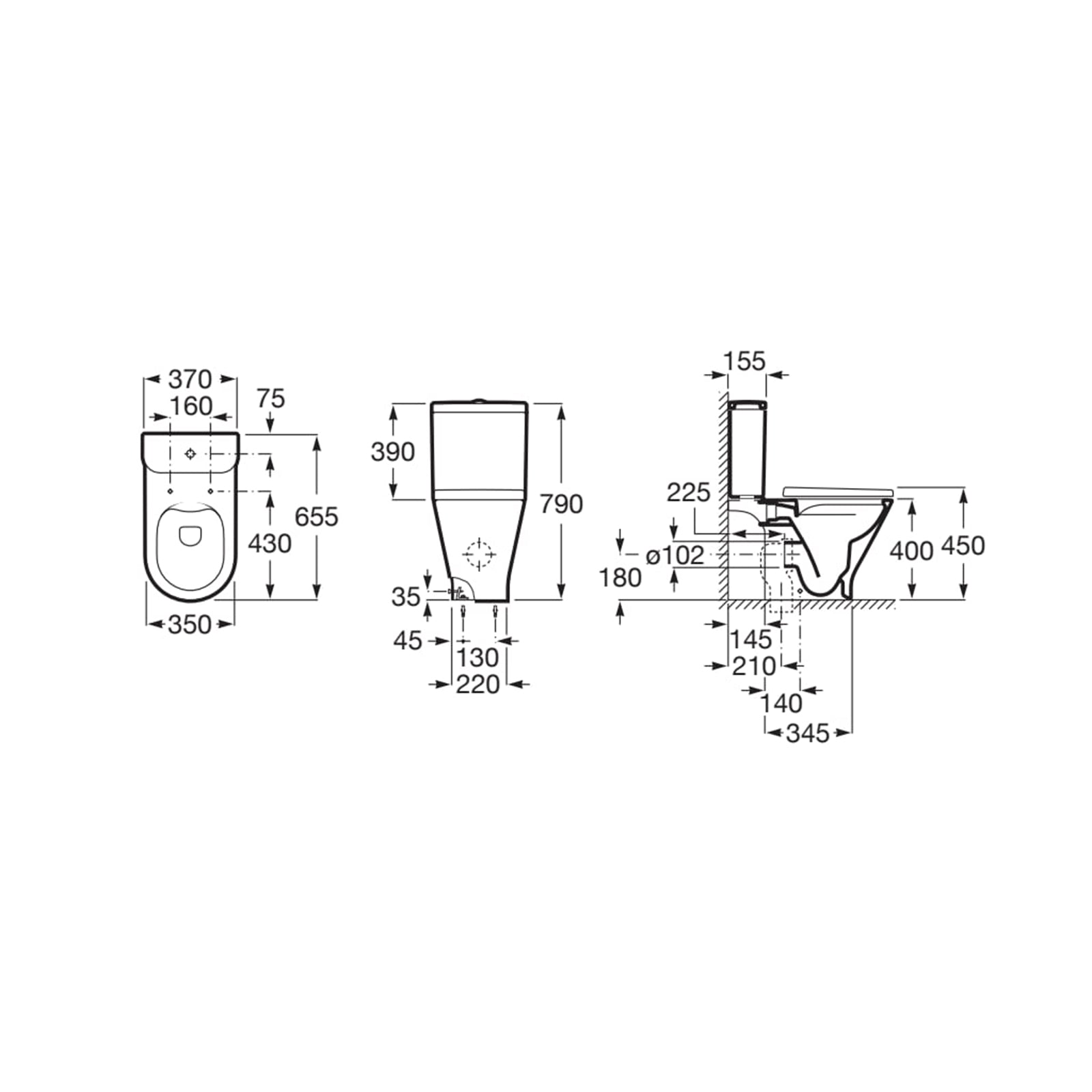 Roca The Gap Round Rimless Close Coupled Pan