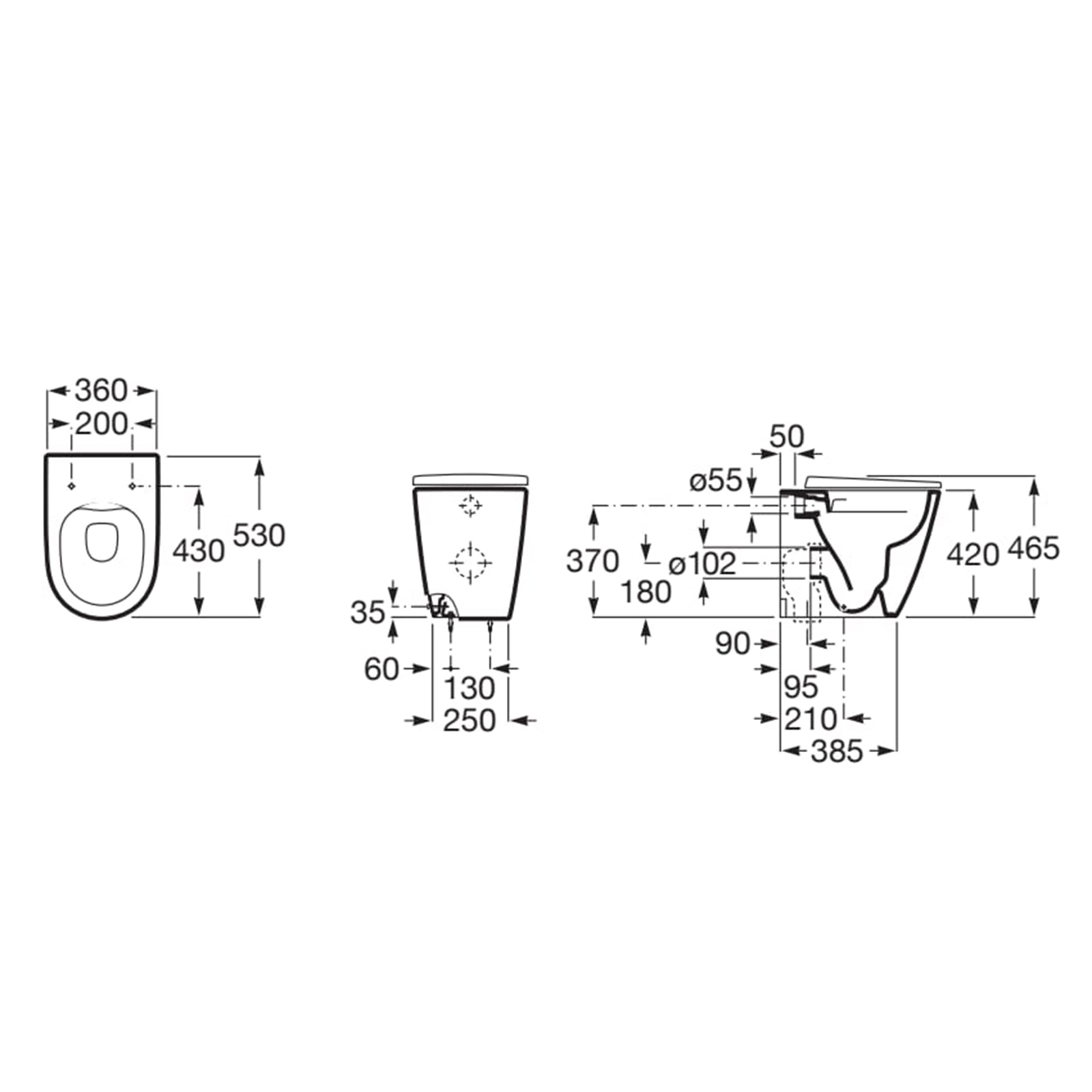 Roca Ona Rimless Back to Wall Pan